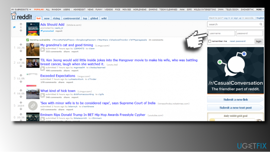 open Reddit on web browser