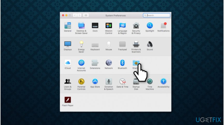 Open system preferences and select sharing