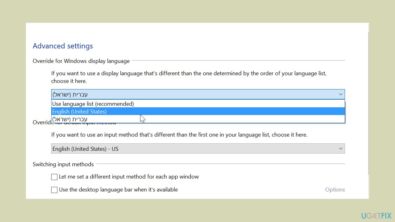 Override windows display language Override windows display language
