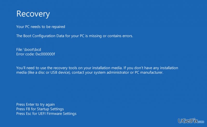 Windows 10 Recovery Boot Configuration Data File Is Missing
