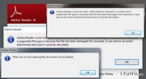 Pdf opening error on windows