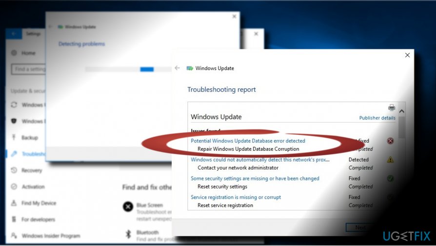 Fix "Potential Windows update database error detected” error
