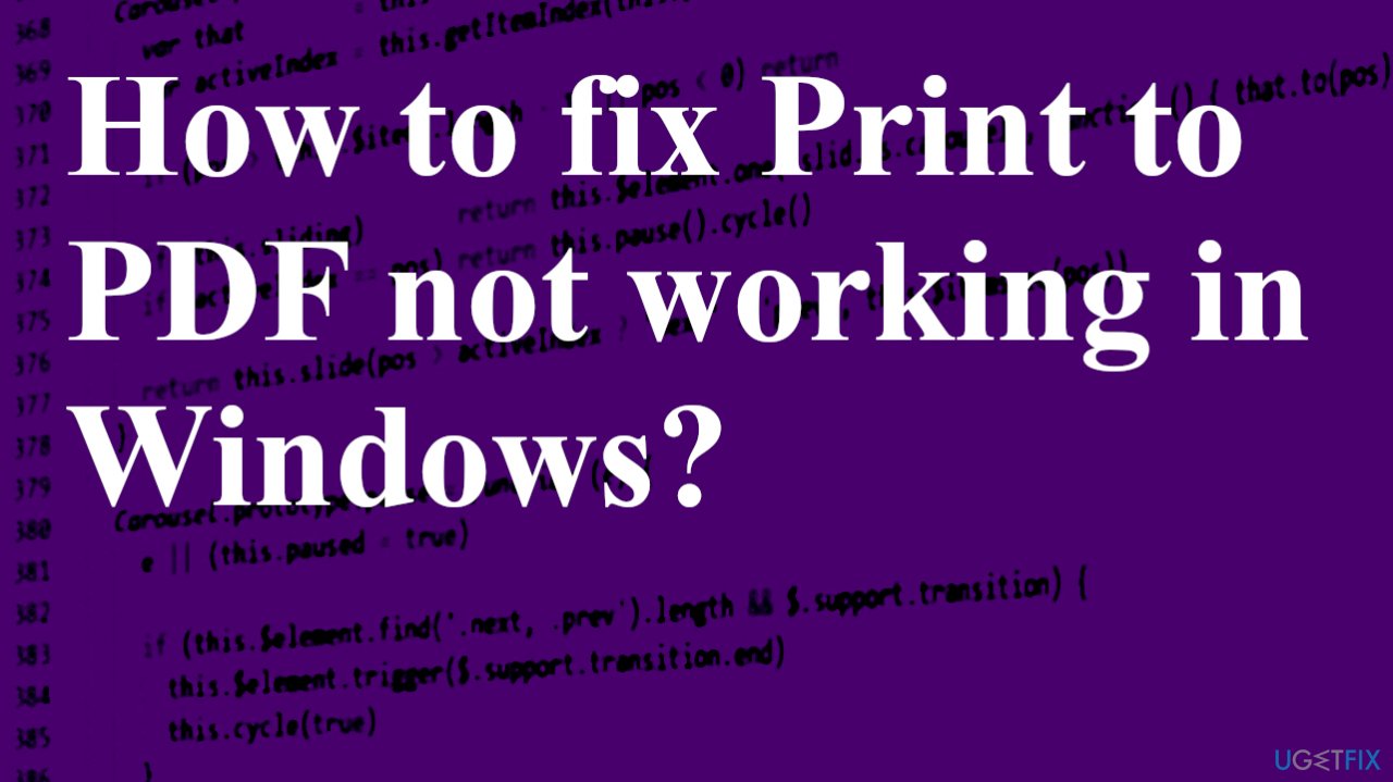 Microsoft Print to PDF not working