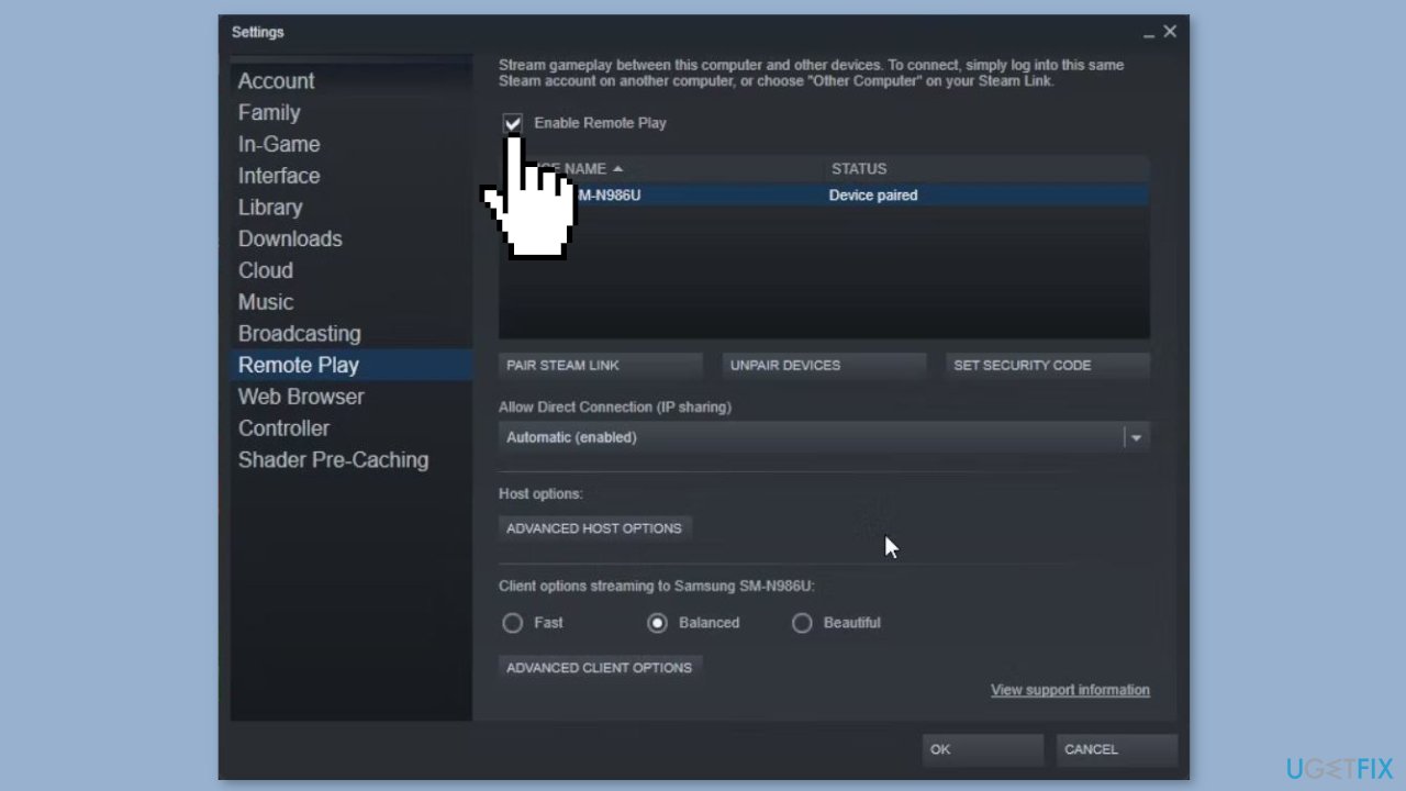 Re-Enable Remote Play on Steam