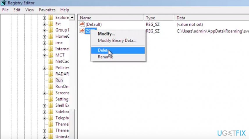Eliminate registry file associated with the program