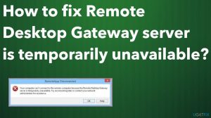 Remote desktop gateway temporary not avail fix