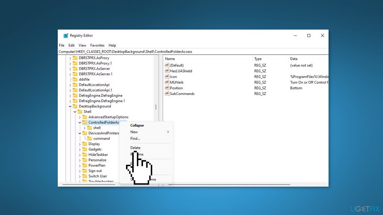 Remove Controlled Folder Access