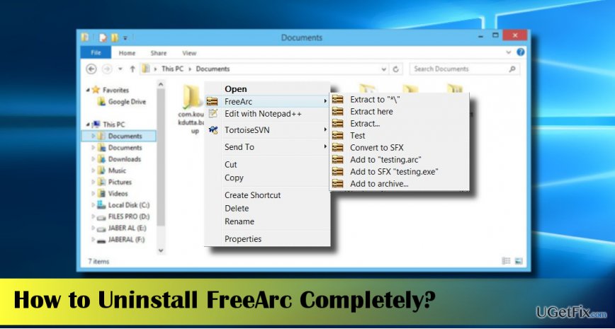 FreeArc removal tutorial