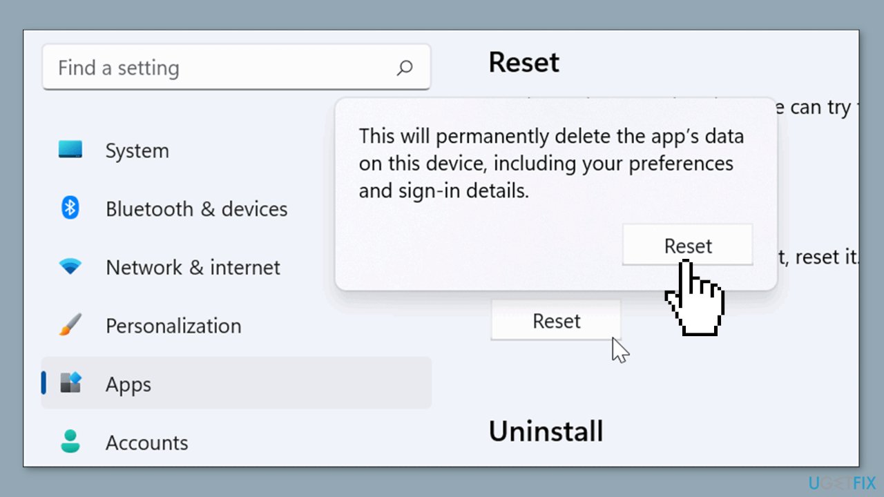 Repair or Reset the Affected App