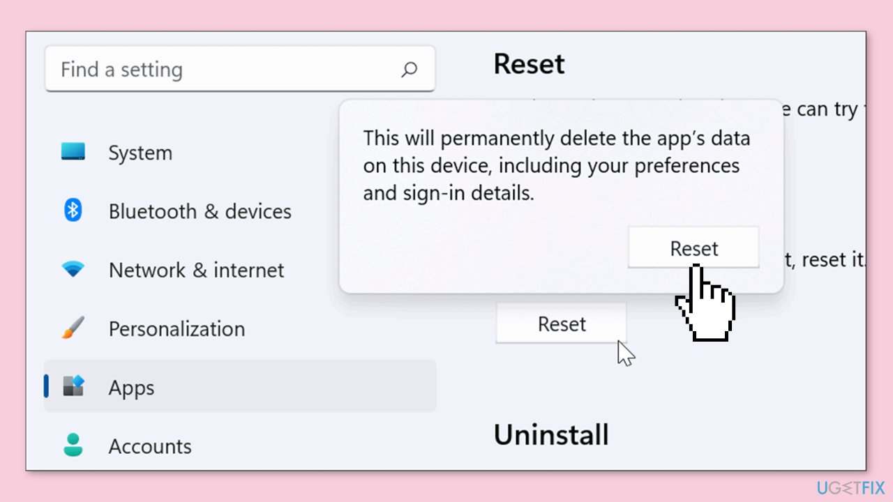 Repair or Reset the App
