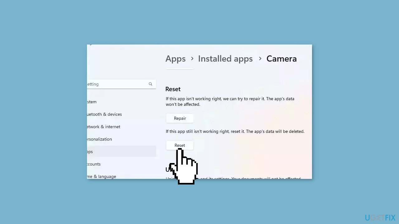 Repair or Reset the Camera App