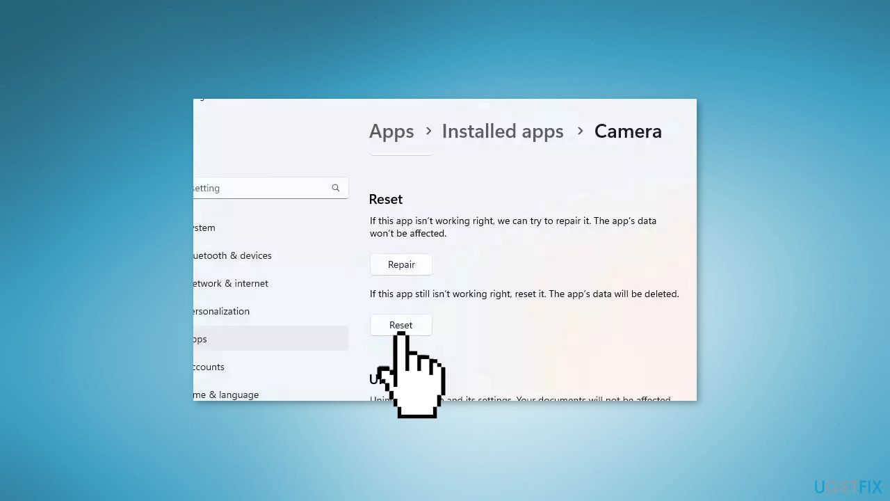 Repair or Reset the Camera app