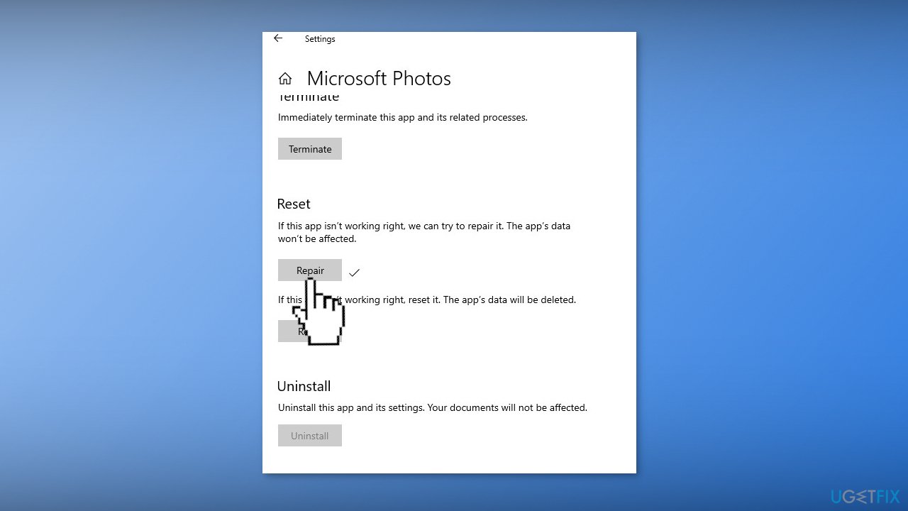 Repair the Windows Photos App