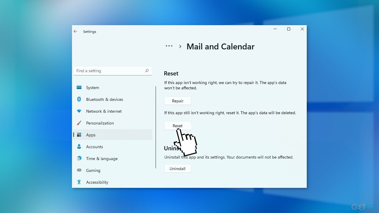 Reset Windows Mail and Calendar2