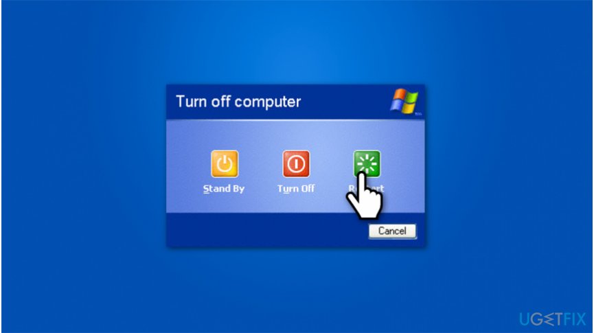 The illustration showing how to restart windows