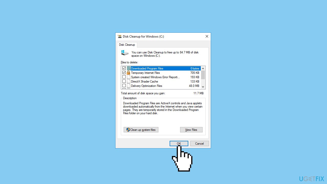 Run disk cleanup Run disk cleanup