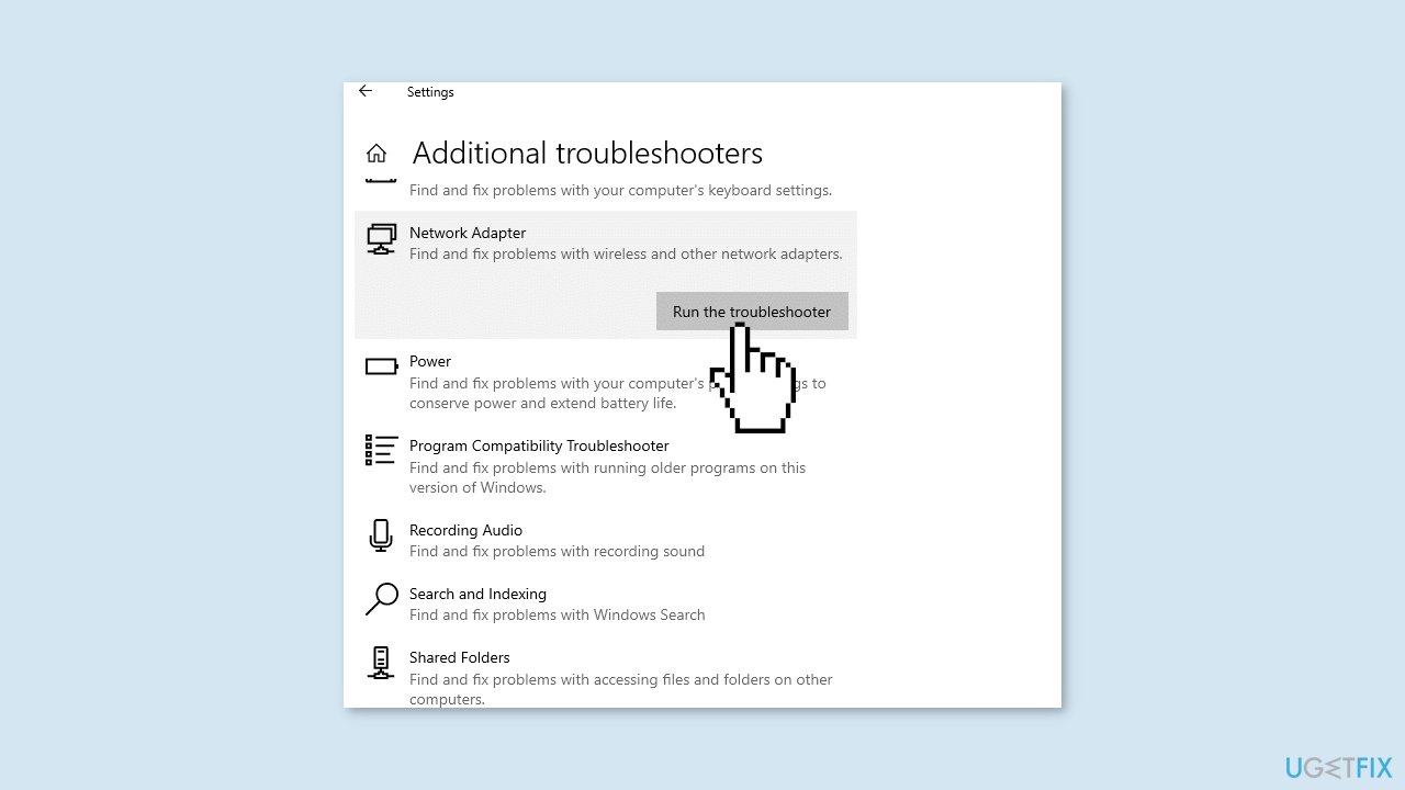 Run Network Adapter Troubleshooter