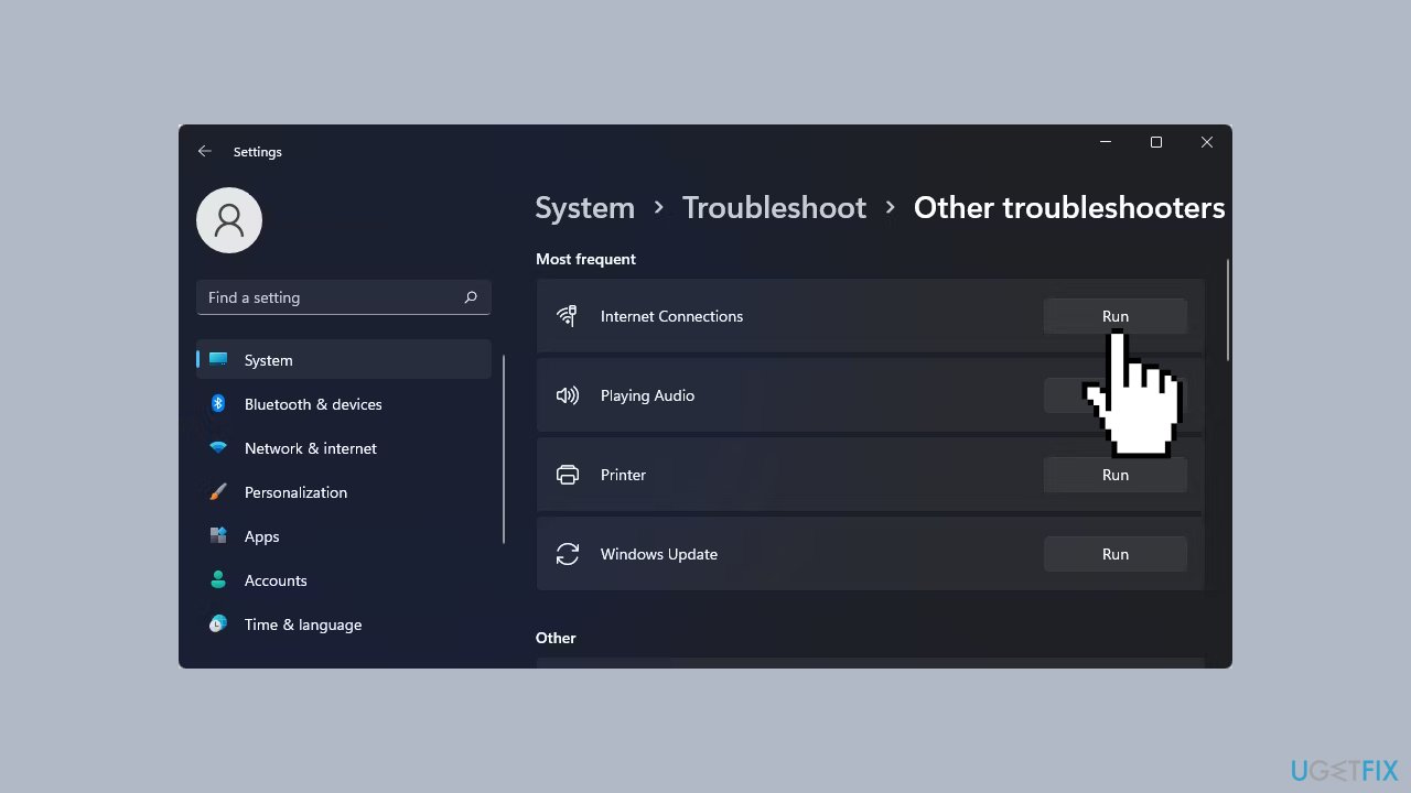 Run the Internet Connection Troubleshooter