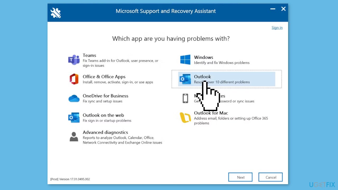 Run the Microsoft Support and Recovery Assistant