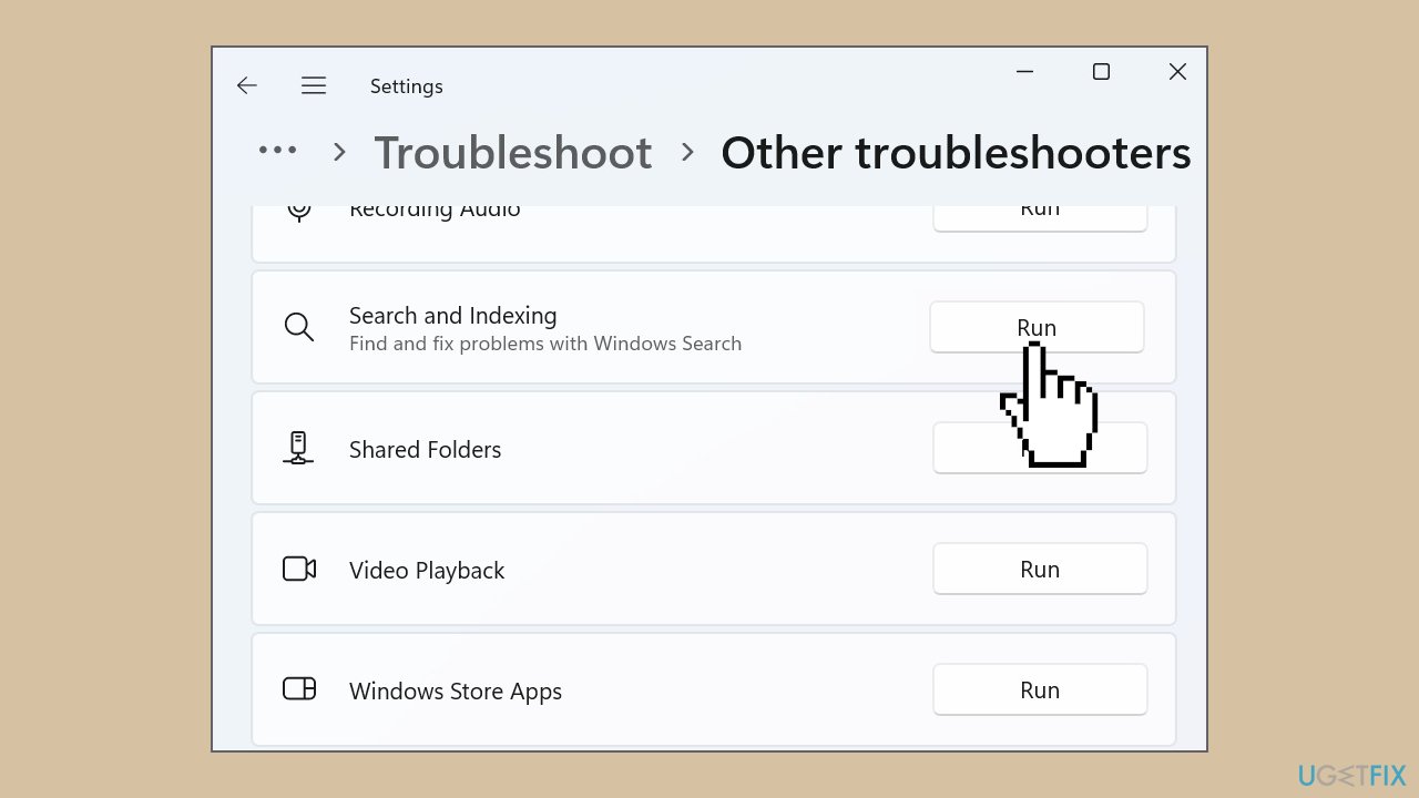 Run the Search and Indexing Troubleshooter