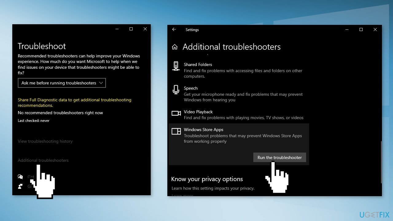 Run the Store Apps Troubleshooter