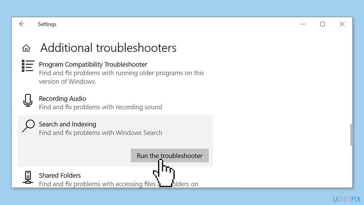 Run the Windows Search Troubleshooter