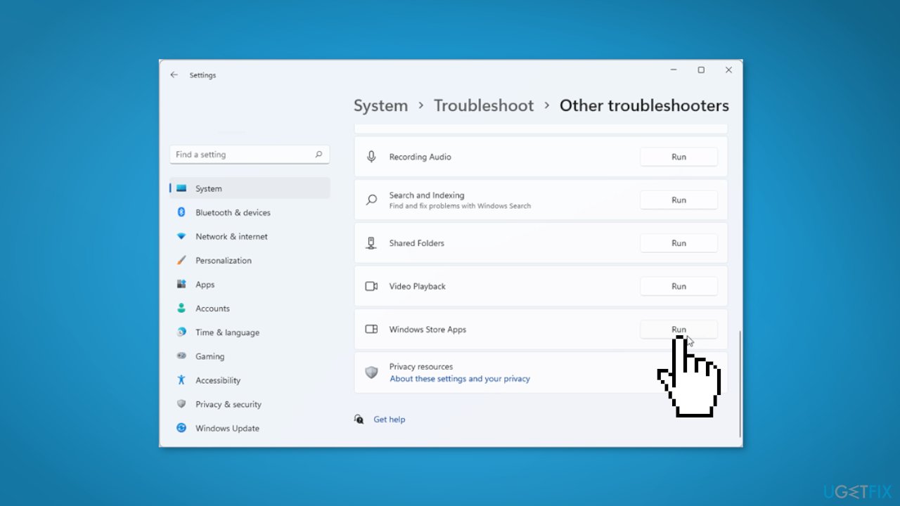 Run the Windows Store Apps Troubleshooter