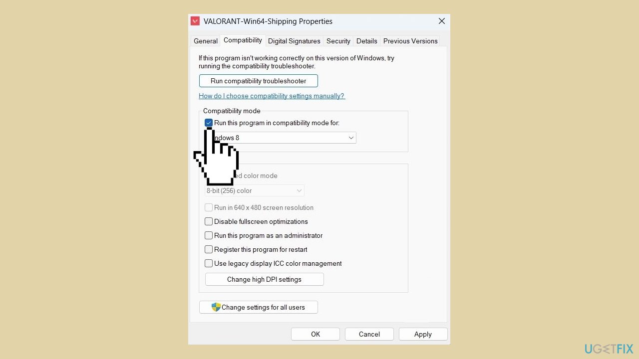 Run valorant in compatibility mode