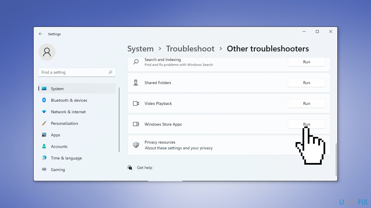Run Windows Store Apps Troubleshooter
