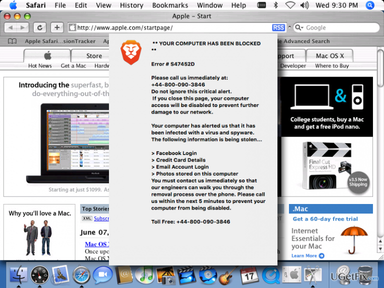 How to Fix Fake Apple Support Notification Error # S47452D?