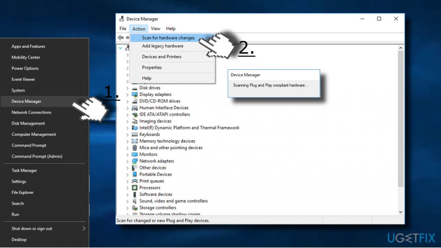 Scan for hardware changes to reinstall device drivers