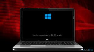Scanning and repairing drive stuck