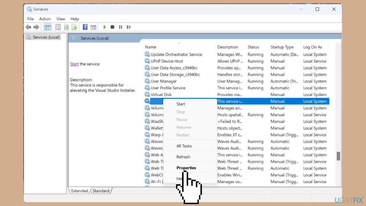 Set the vgc service to automatic Set the vgc service to automatic