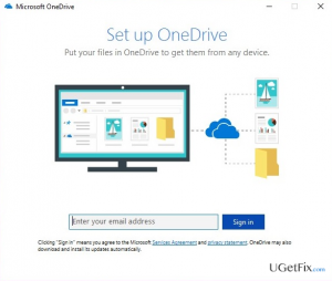 Set up onedrive pop up