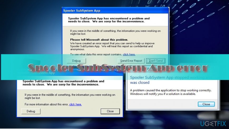 spooler subsystem mobile application error in winxp