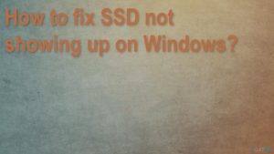 Ssd not showing up fix