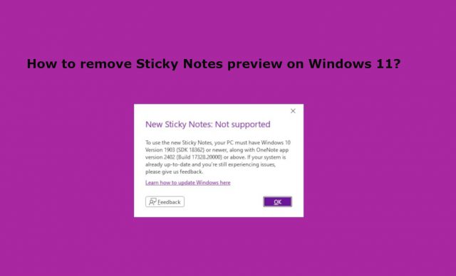 Sticky notes preview remove