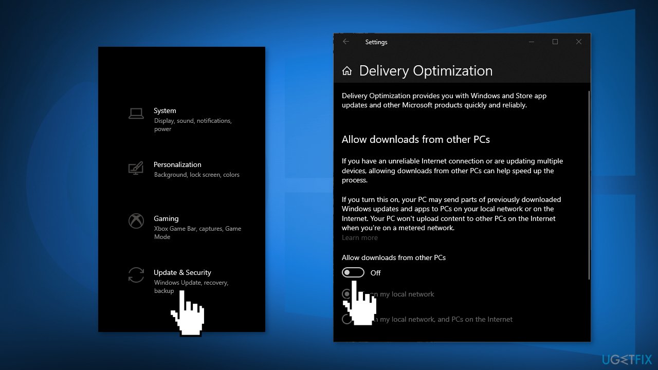 Stop Windows Delivery Update Optimization