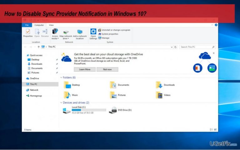 How to Disable Sync Provider Notification in Windows 10?