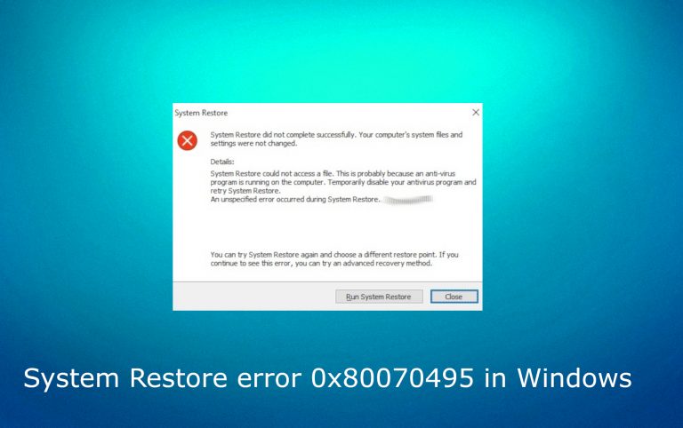 System Restore error 0x80070495