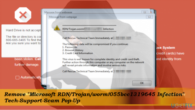 How to Fix “Microsoft RDN/Trojan/worm!055bcc1319645 Infection” Pop-Up?