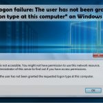 The user has not been granted the requested logon type at this computer