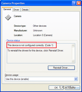 This device is not configured correctly