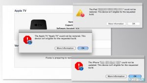 This device isnteligible for the requested build error in itunes