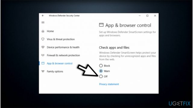Turn off smartscreen on windows
