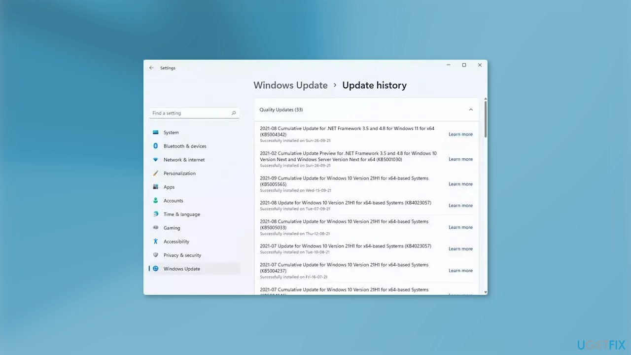 Uninstall the last Windows Update