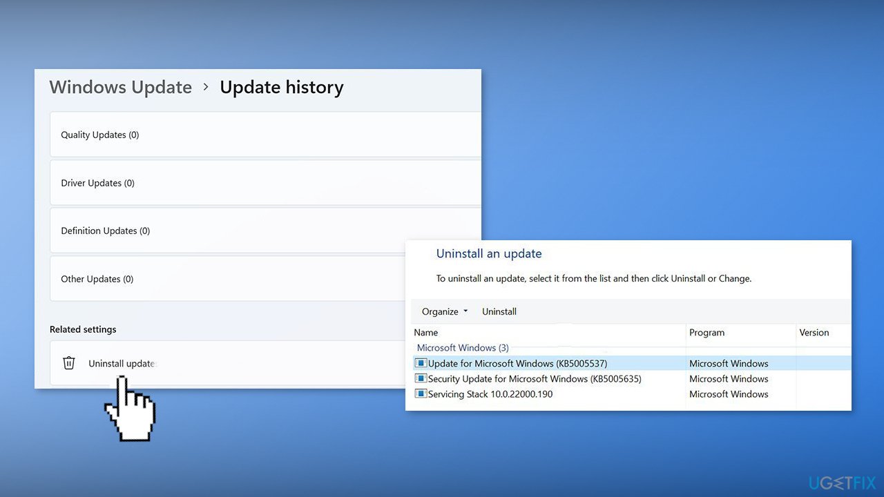 Uninstall the Latest Windows Update2