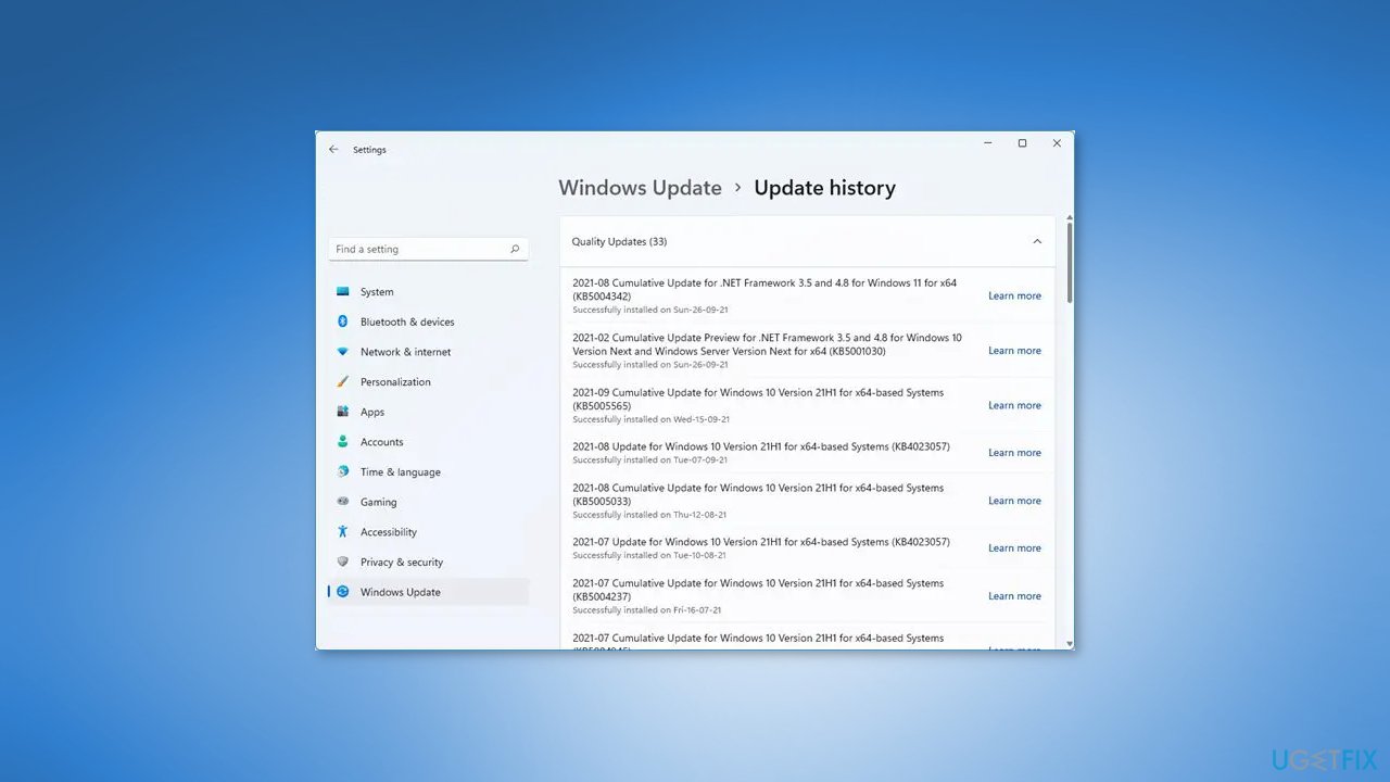 Uninstall the most recent Windows Update