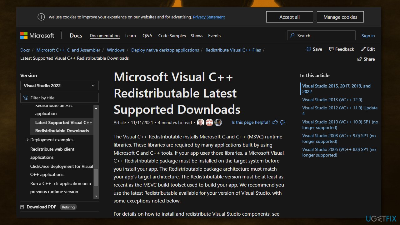 Update Microsoft Visual C++ Redistributables