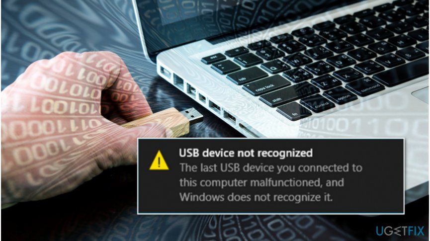 “USB Device not recognized" illustration